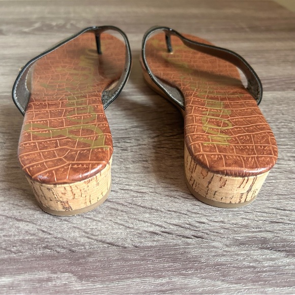 Sam Edelman Black Patent Thong Cork Sandals, Size 6.5 - Picture 5 of 8
